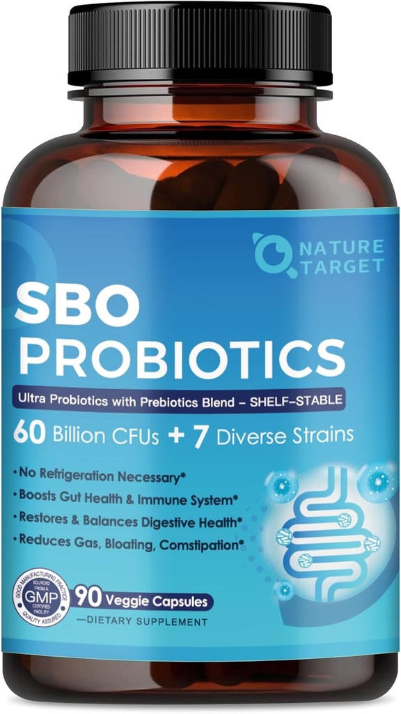 Probióticos para Salud Digestiva Mujer,60 Billones CFUs Probióticos con Prebióticos para Immune, Gut Health, SBO Apoyo Probiótico Constipación ocasional, Gas &amp; Bloating, 90 cápsulas vegetarianas