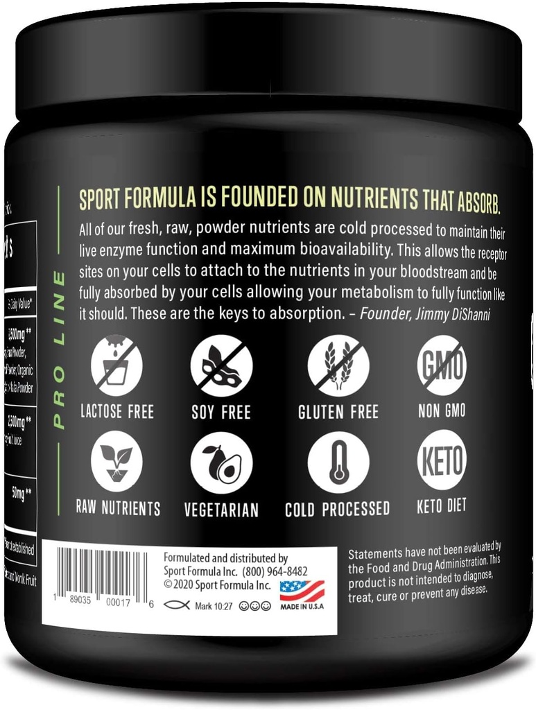 Ecologic Greens Superfood Powder, Cold Pressed Vegan y Keto Powder, Non-GMO, Low Calorie Daily Green Juice Powder