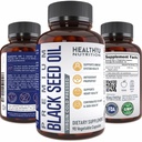 Bombillas de aceite de semilla de Cumino Negro Premium - Vírgenes Frío Presionado Nigella Sativa Black Seed Oil Pills - Immune Support Suplemento - Omega 3 6 9 Vitamina E Blackseed for Nails Hair Skin 1000 mg p/Serving