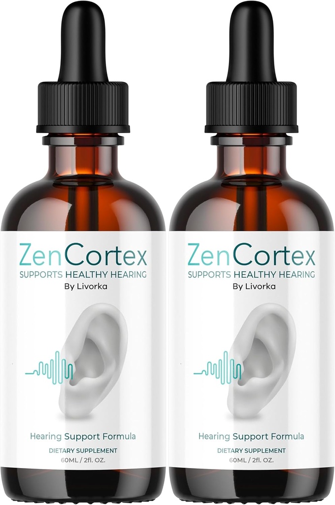 LIVORKA ZenCortex Drops, Suplemento líquido para la salud del oído, soporta el oído saludable, 2 botellas para 60 días - Pack de 2