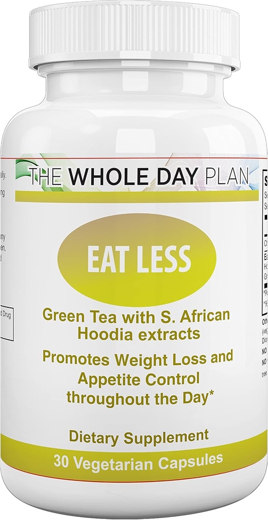 Todo el día Plan EAT LESS - Píldoras de Pérdida de Peso para Mujeres y Hombres Que Funciona Rápido - Appetite Suppressant Fat Burning Suplementos, 30 cápsulas, Made in USA