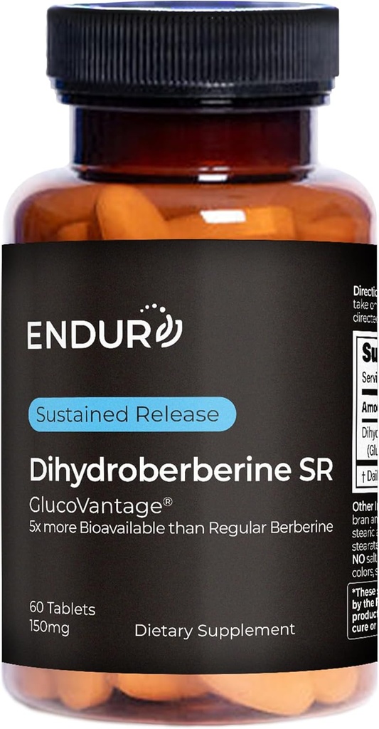 Endur Dihydroberine SR, apoya la salud del azúcar en la sangre y el metabolismo, ideal para la gestión del peso, libre de gluten, 150 mg (60 Tablas)