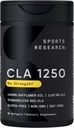 Sports Research CLA - 1250mg con ácido linoléico conjugado activo para hombres y mujeres ← No GMO, Soy &amp; Gluten Gratis - 95% (90 Softgels)