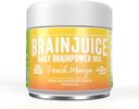 BrainJuice Nootropics Brain Support Supplement, Gluten Free Powder for Energy and Focus, Drink Mix with L Theanine, Alpha GPC, Vitamina B, Organic Green Tea Extract Caffeine, Peach Mango, 15 Servings