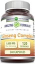 Amazing Formulas Ginseng Complex - 1000 Mg Por Serving, Capsules (Non-GMO,Gluten Free) Apoyos Healthy Immune System - Supports Energy Production - Boosts Mental Alertness. (240 Conde)