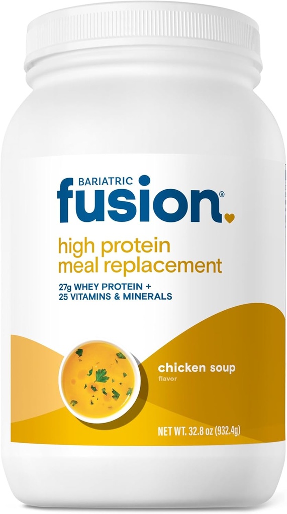 Bariatric Fusion Chicken Soup Meal Reemplazo 27g Protein Powder, 21 Tubo de servicio para pacientes de cirugía barátrica incluyendo Bypass gástrico y Gastrectomía de mangas - No Gluten, Aspartame o Sugar