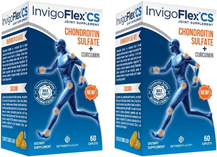 Sulfato de condroitina INVIGOFLEX con Curcumina Turmérica No GMO para rodillas, mano, espalda &amp; Hip Premium Suplemento Conjunto CS - 2 Pack