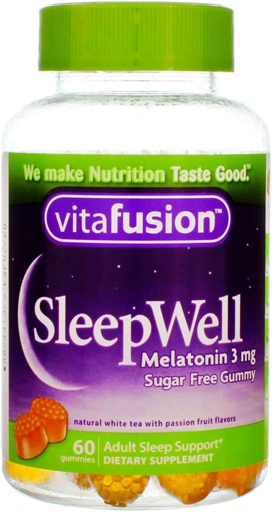 Vitafusion Sleep Well Gummy Sleep Support, 3 mg de melatonina, 60 Cuenta (Pack of 4) por Vitafusion