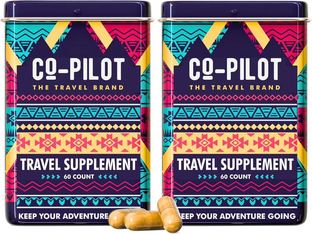 Suplemento 2 Pack: Jet Lag Prevention + Ashwagandha, Rhodiola, D3+ para Immune Support, Energy, Digestive Health ¦ Airplane Travel Essentials Multivitamin ◾ Vegan tención 120 Conde