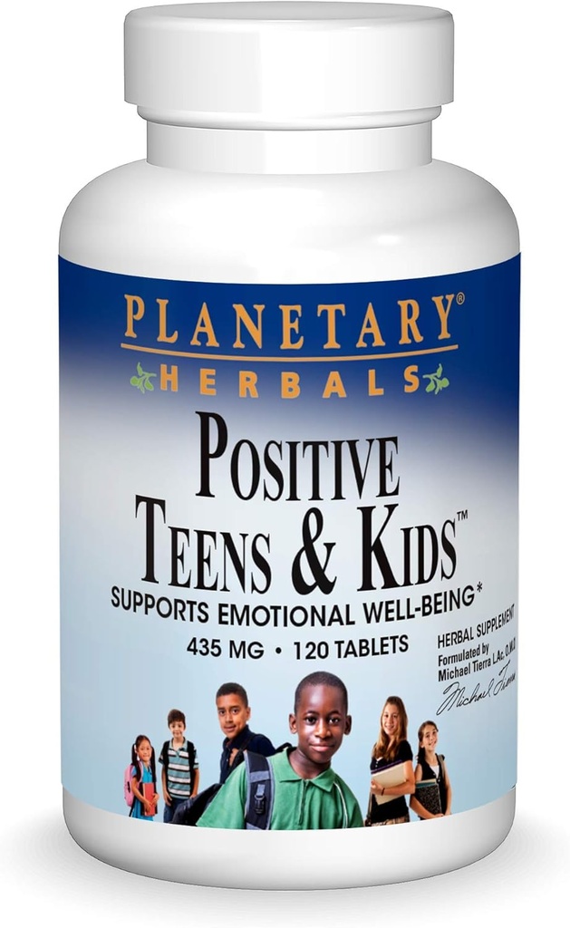 Herbals Planetarios Adolescentes Positivos &amp; Niños 435mg, apoya el bienestar emocional,120 Tablets