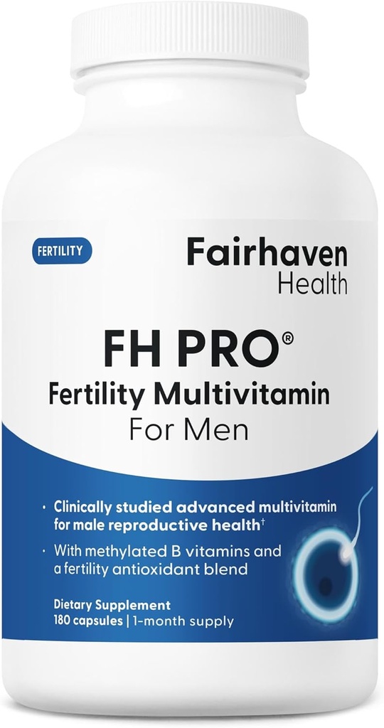Fairhaven Health FH Pro for Men Silencio Clínicamente Estudiado Suplementos de Fertilidad Prenatal Premium para Hombre Silencio Suplementos de Fertilidad Masculino Silencio Conde y Motilidad Apoyo Pre-Concepción para Él  180 Capsules