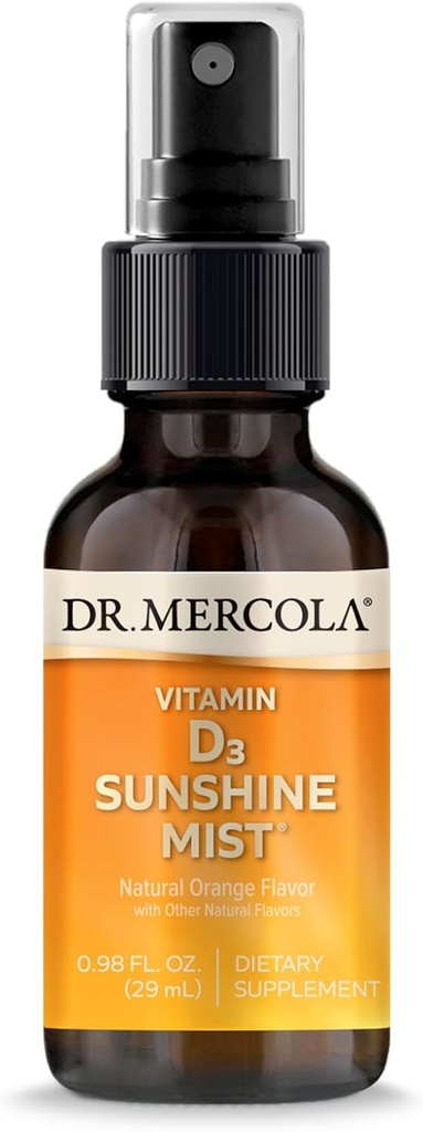Dr. Mercola Vitamin D3 Sunshine Mist - Supports Immune & Joint Health - 5000 IU per Serving - Non-GMO, Gluten-Free & Soy-Free - 0.98 fl oz (38 Servings)