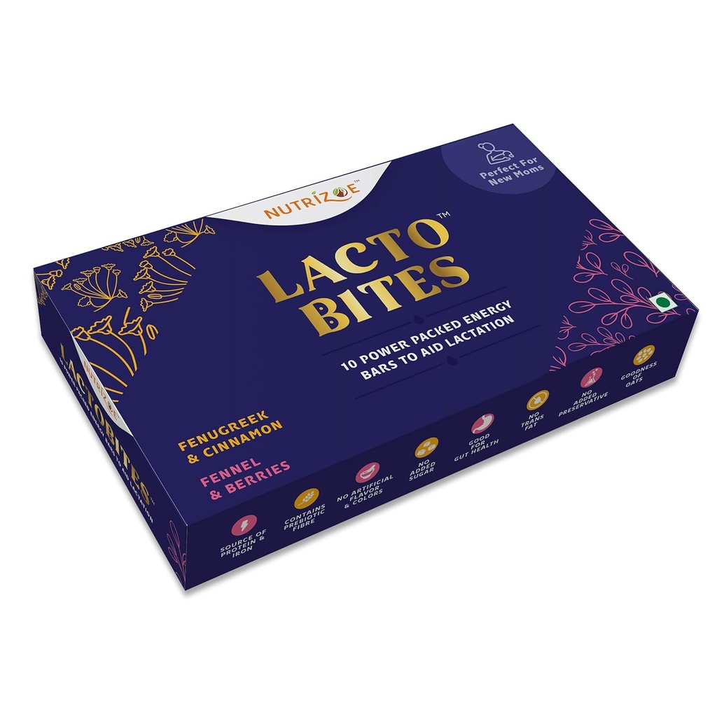 Nutrizoe Lactobites - Power Packed To Aid Lactation for increased Milk Supply and Easy Breastfeeding, 450 Gm (10 Bares)