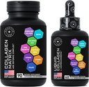 Age Defense Beauty Collagen Matrix and Liquid Collagen Plus Ashwagandha Beauty Bundle for Hair Growth, Skin Glow, Nails