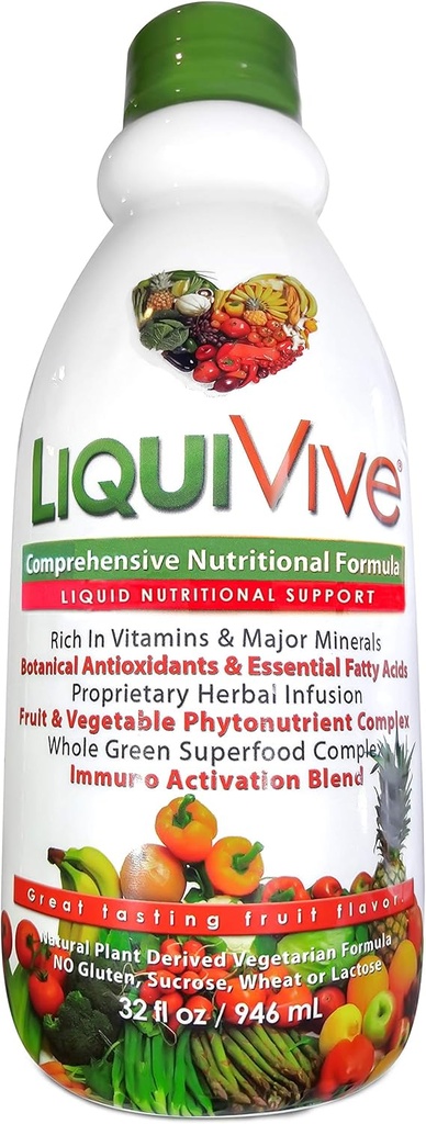 LiquiVive Vitaminas Líquidas Mega Nutrición ANTE Vegetarian Daily Multivitamin Balance Immune Soporte Booster Superalimentos de la Naturaleza ← Vitamin C D3 A B12 E K  durable 99,9% Vegan No GMO Gluten Gratis 32 fl oz