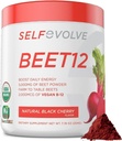 Piñón de remolacha orgánico 5000 mg con vitamina B12 (Metilcobalamina) y minerales de traza en sabor de cereza negra natural, 0g Añadido Azúcar – Suplemento dietético vegano (30 piezas)