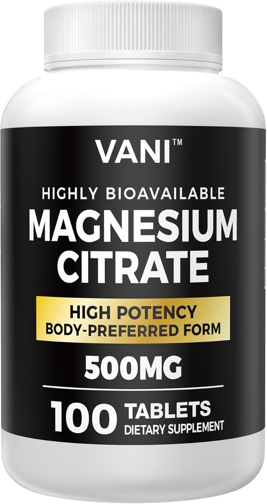 Magnesium Citrate 500MG 100 Tablets- Vegan Safe, High Absorption