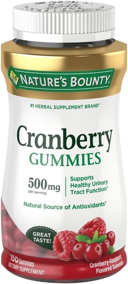 Bounty Cranberry Gummies, Urinary Tract Support, 500 mg, Cran-Raspberry Flavor, 150 Ct