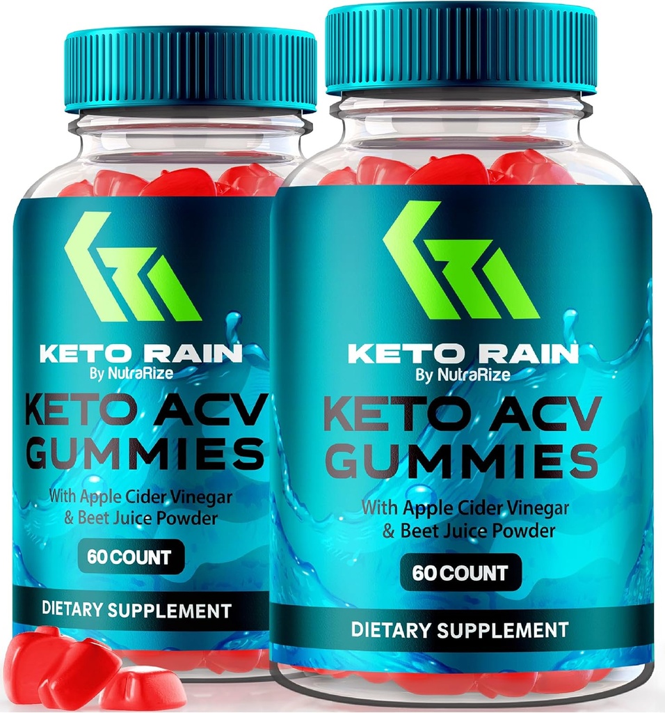 NutraRize (Pack of 2 Keto Rain ACV Gummies for Weight Loss, Official KetoRain Keto+ACV Gummy, All-Natural Apple Cider Vinegar for Digestion Support, Premium and Easy to Chew Gomitas (120 Gummies)