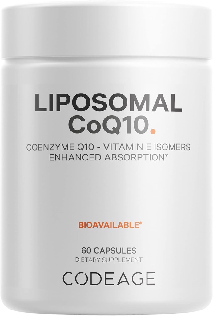 Codeage Liposomal CoQ10 Supplement - 125 mg Coenzyme Q10 with Vitamin E Isomers Tocopherols - 2-Month Supply - 1 Capsule Per Serving - Liposomal Delivery - Vegan, Non-GMO, Gluten-Free - 60 Capsules