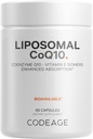 Codeage Liposomal CoQ10 Suplemento - 125 mg Coenzyme Q10 con Vitamina E Isomers Tocopherols - 2 meses de suministro - 1 cápsula por servicio - Entrega Liposomal - Vegan, No GMO, Gluten-Free - 60 cápsulas