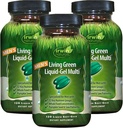 Irwin Naturals Hombres Living Green Liquid-Gel Multi - 70 Nutrientes Esenciales, Vitaminas Full-Spectrum, Alimento integral - Arenal objetivo &amp; Brain Support - 120 Liquid Softgels (Pack of 3)