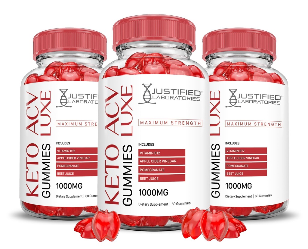 (3 Pack) Luxe Keto ACV Gummies Advanced Formula 1000MG Luxe Keto Gummies Apple Sider Vinegar Formulado con Pomegranate Beet Juice Powder B12 Vegan Non GMO 180 Gummys