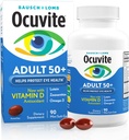 Ocuvite 50+ Vitamina Ocular &amp; Suplemento Mineral, Multivitamina para Visión & Salud Ocular con Omega-3, Zinc, Vitaminas C &amp; E, Lutein &amp; Zeaxanthin, Suplementos Zinc para Mujeres y Hombres, 90 Softgels