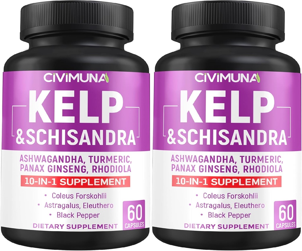 Kelp Capsules con Kelp, Schisandra, Ashwagandha y Más - 120 cápsulas para 4 meses de suministro (Pack of 2)