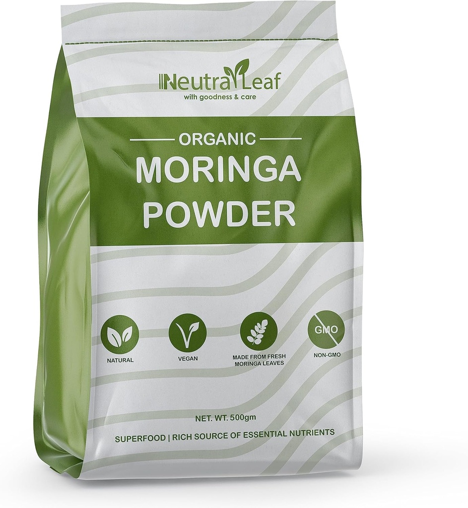 Orgánica Moringa Powder 500g ¦ Boosts Inmunity & Metabolism ¦ Ayudas a conseguir Slim ← Multivitamin ← Antioxidante  durable Good for Hair & Skin ← Bolsa Resealable