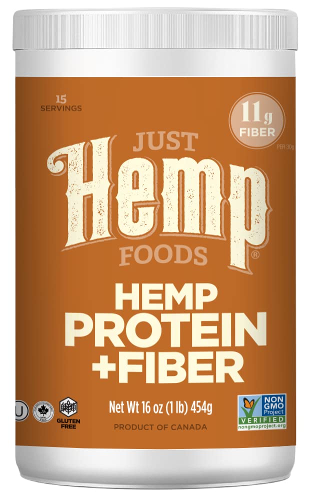Just Hemp Foods Hemp Protein Powder Plus Fiber, Non-GMO Verified with 11g of Protein > 11g of Fiber per Serving, 16 oz - Packaging May Vary