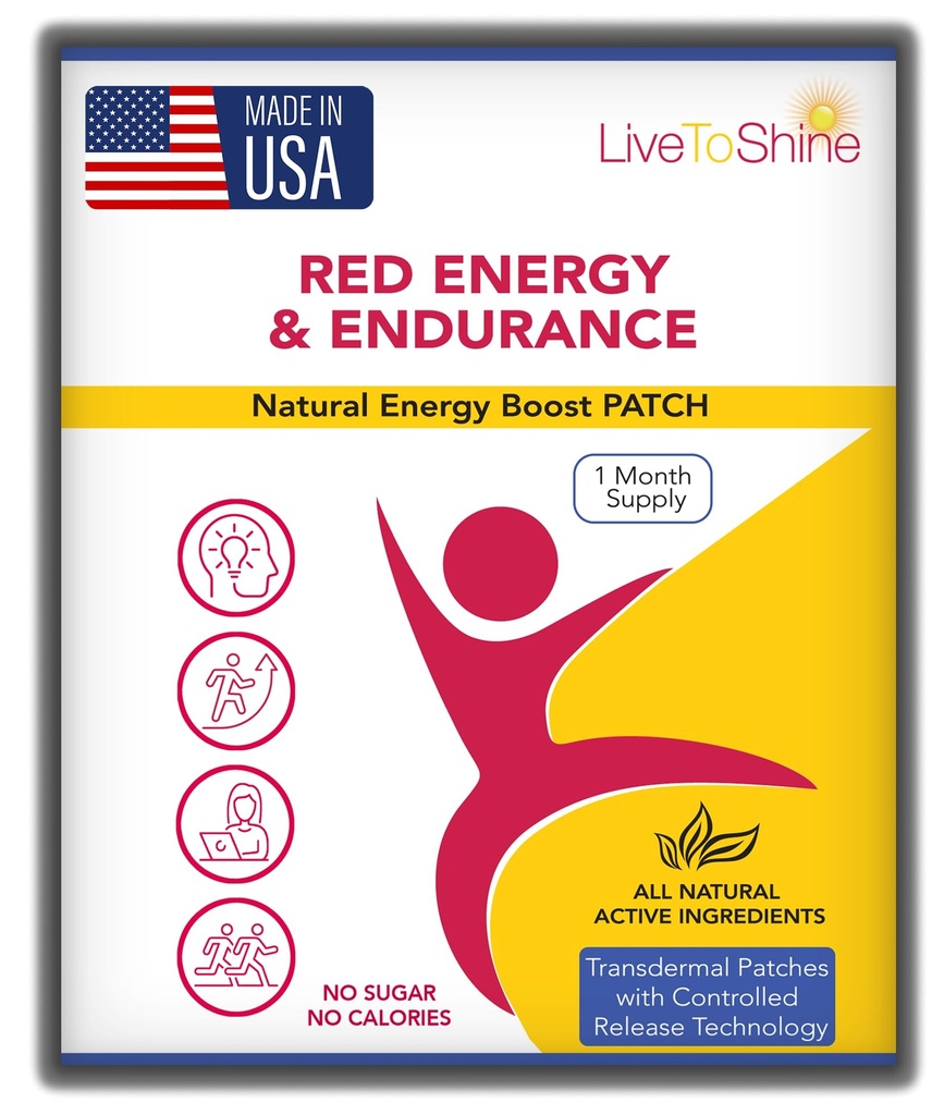 Red Energy & Endurance Patch - Natural Energy - USA Made - 30 Patches