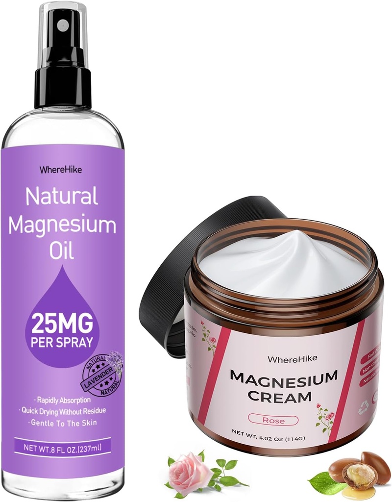 Crema de magnesio tópico para el dolor y el sueño,Loción de magnesio nocturna para los calambres de la pierna,Relajación muscular,Calma, Hidratación profunda para el cuidado de la piel del cuerpo - Natural y seguro para los niños.