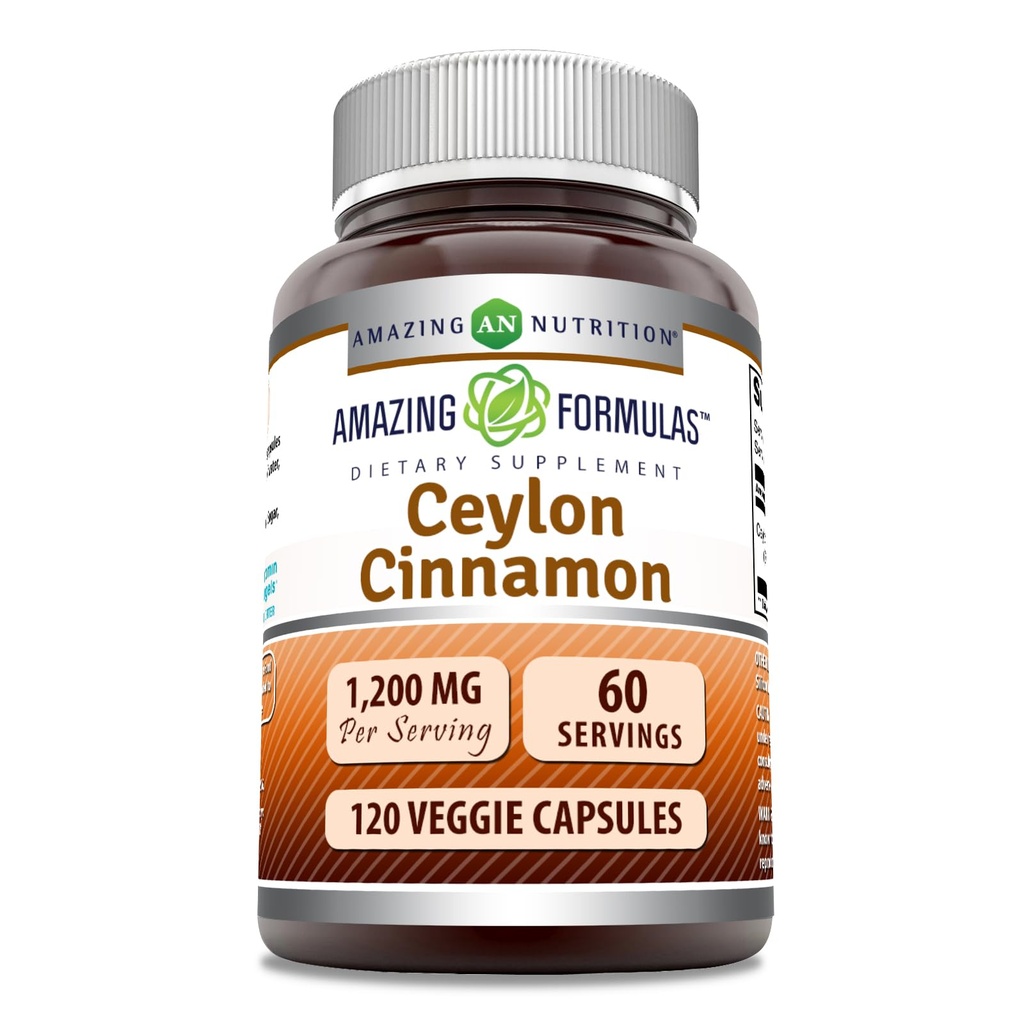 Fórmulas increíbles Ceylon Cinnamon 1200 Mg Silencio Vegetarian Capsules