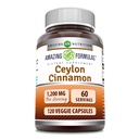 Fórmulas increíbles Ceylon Cinnamon 1200 Mg Silencio Vegetarian Capsules