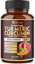 7 en 1 Turmeric Curcumin + Apple Cinder Vinegar Capsules, 6 meses de suministro con Ashwagandha, Ginger, a granel de ajo, 180 cápsulas