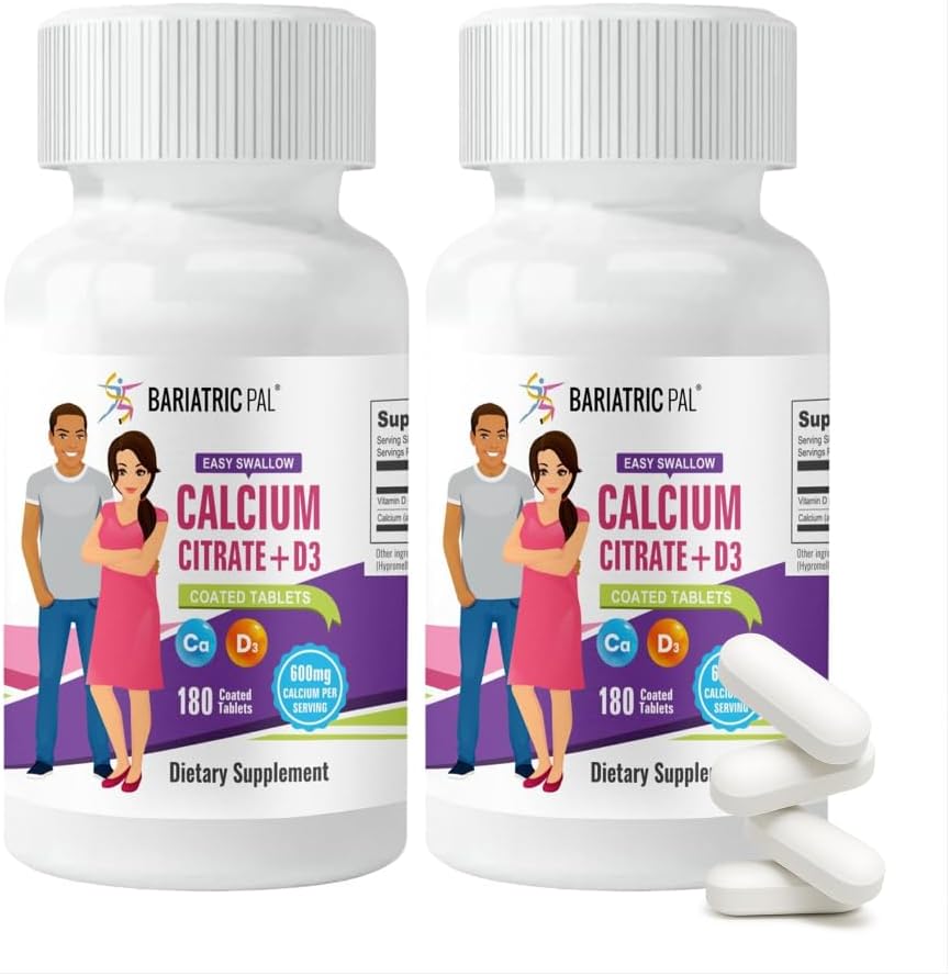 BariatricPal Easy Swallow Calcium Citrate (600mg) y D3 Coated Tablets (60-Day Supply)