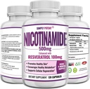 Nicotinamide 500mg con Resveratrol 100mg - 120 Veggie Capsules - Vitamina B3 Suplemento píldoras para apoyar NAD, Skin Cell Health & Energy
