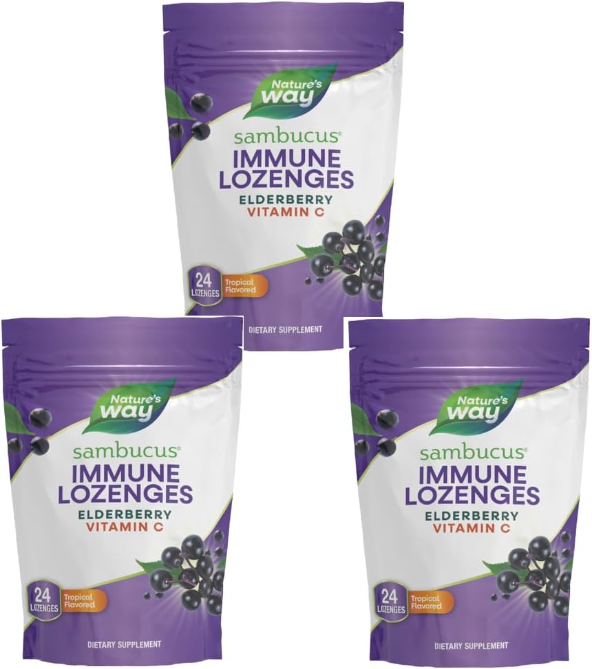 Camino de la Naturaleza Sambucus Immune Lozenges, High Potency Vitamin C, Elderberry, 24 Tropical Flavored Lozenges (Packaging May Vary)