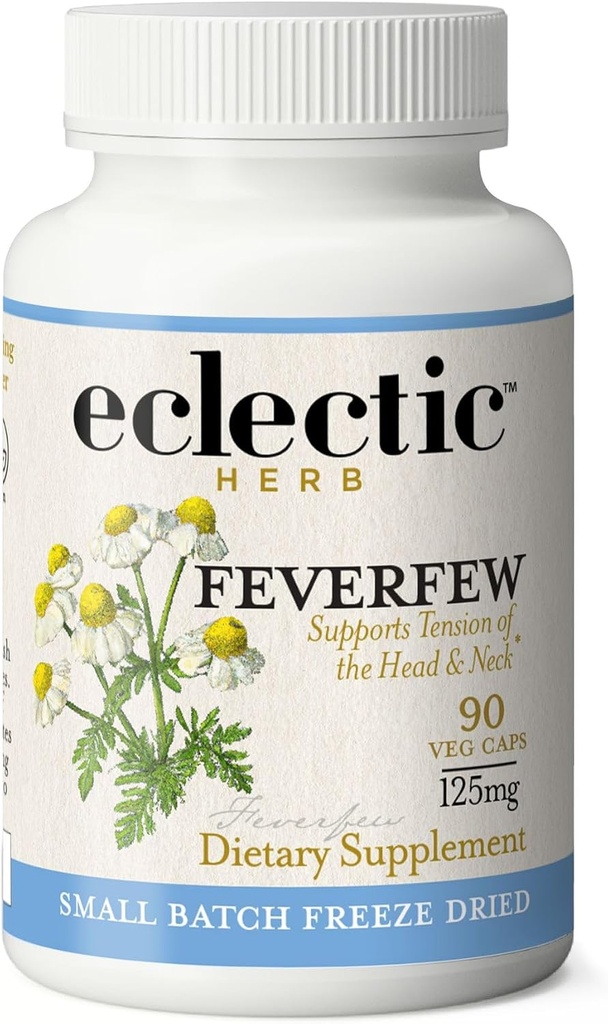 Eclectic Institute Raw Fresh Freeze-Dried Non-GMO Feverfew tención 90 CT (125 mg)