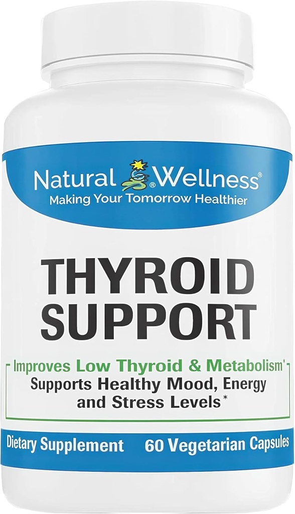 Natural Wellness Thyroid Support – Iodine, Selenium " L-Tyrosine Supplement for Healthy Thyroid Function, Energy, and Metabolism – Thyroid Support for Women " Men – 60 Vegetarian Capsules