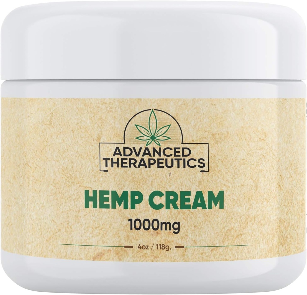 Terapéutica avanzada Hemp Cream 1000Mg 4 Ounce Muscle and Joint Rub with Hemp and Arnica for Stiff Muscles, Knees, Neck and Lower Back. Incomodidad menor 24 horas Duración