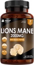Nuevo Leaf Productos Lions Mane Mushroom Extract Suplemento 2000mg - 180 High Strength Vegan Tablets with Black Pepper - (No Powder o Capsules) Made in The UK