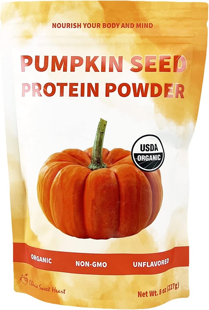 Cherie Sweet Heart Pumpkin Seed Protein Powder 8 oz, 100% Non-GMO, sin lácteos, Keto-Friendly, Sin gluten, Libre de soja, Proteína de base vegetal