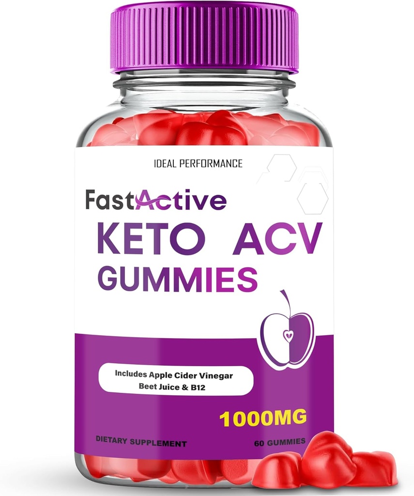 Fast Active Keto + Gummies, Fast Active Keto ACV Keto Supplement Gummies - Maximum Strength, All Natural Support Formula FastActive Keto+ACV Fórmula avanzada, FastActive Keto Gummy Reseñas (1 Pack)