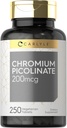 Carlyle Chromium Picolinate 200mcg  250 Tablets Vegetarian ← High Absorption ← Non-GMO, Gluten Free Supplement