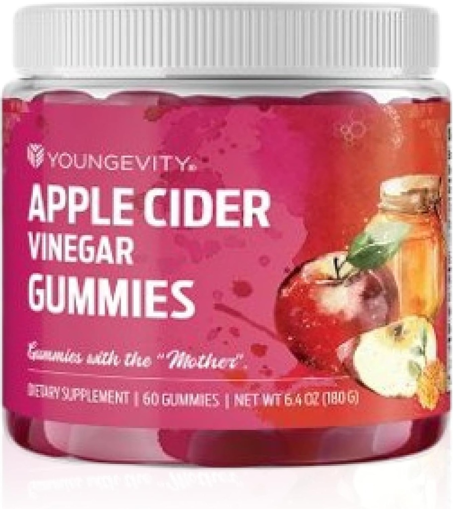 Youngevity Apple Cider Vinegar Gummies 500mg w / Raw ACV de la madre, limpieza de desintoxicación y la inmunidad de apoyo, - 60 vitaminas Gummy