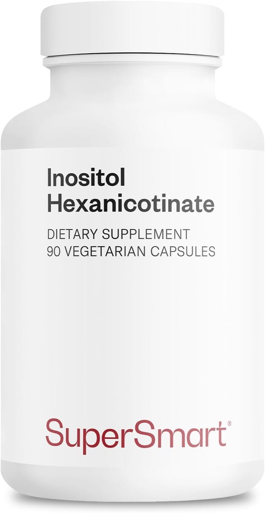 Supersmart - Inositol Hexanicotinate 1500mg por día (High Strength Niacin Flush Free) - Mejorado Vitamina B3 Suplemento No. Gluten Libre - 90 cápsulas vegetarianas