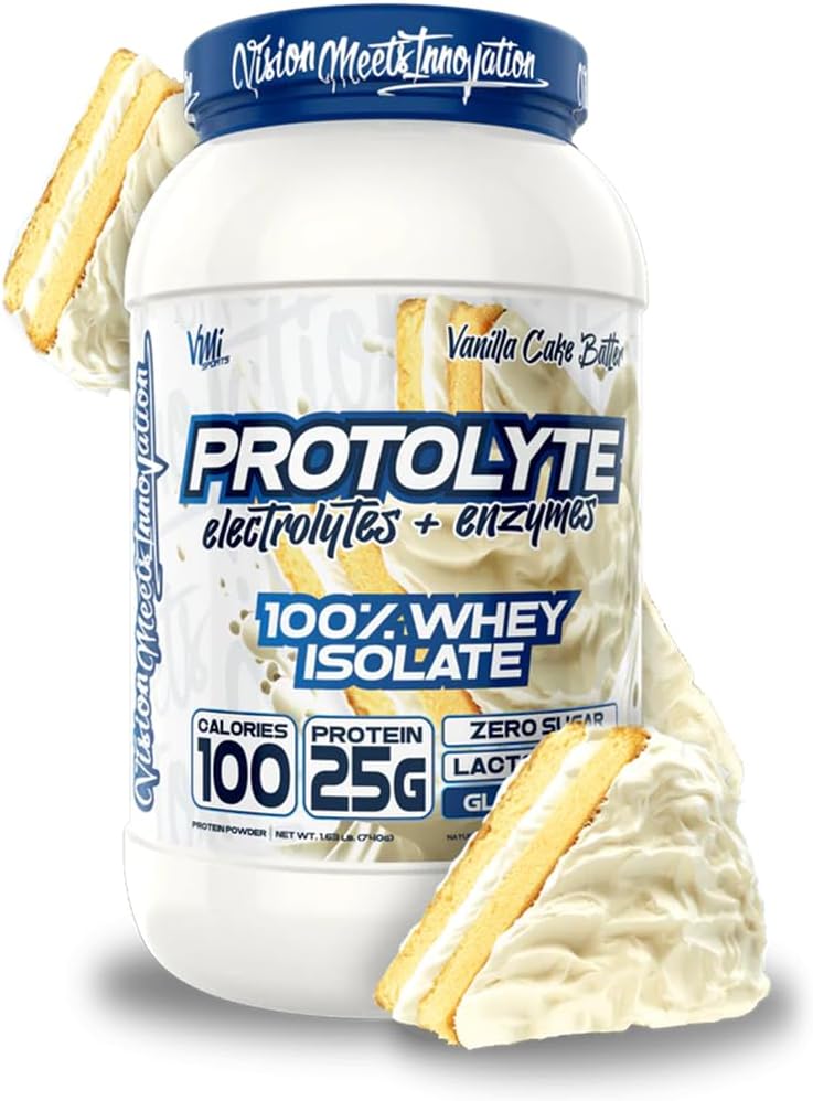 VMI Sports | ProtoLyte Whey Isolate Protein Powder | Low Calorie Whey for Weight Loss and Muscle Gain | Digestive Enzymes | Non-GMO (1.6 lb, Vanilla Cake Batter)