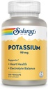 Solaray Potassium 99 mg - Electrolyte Balance Fórmula - Suplemento de Potasio para Electrolitos, Vascular y Heart Health Support - Garantía de devolución de dinero de 60 días, Lab Verified, 200 Servimientos, 200 VegCaps